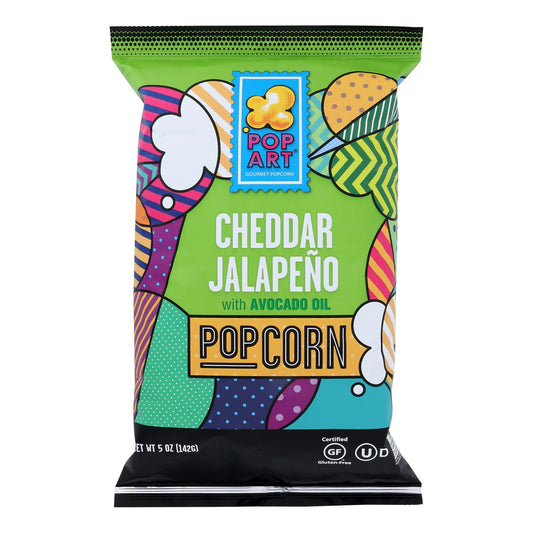 Pop Art Gourmet Popcorn - White Cheddar Jalapeno - Case Of 9 - 5 Oz.