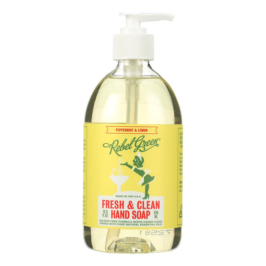 Rebel Green Hand Soap - Peppermint - Lemon - Case Of 4 - 16.9 Fl Oz