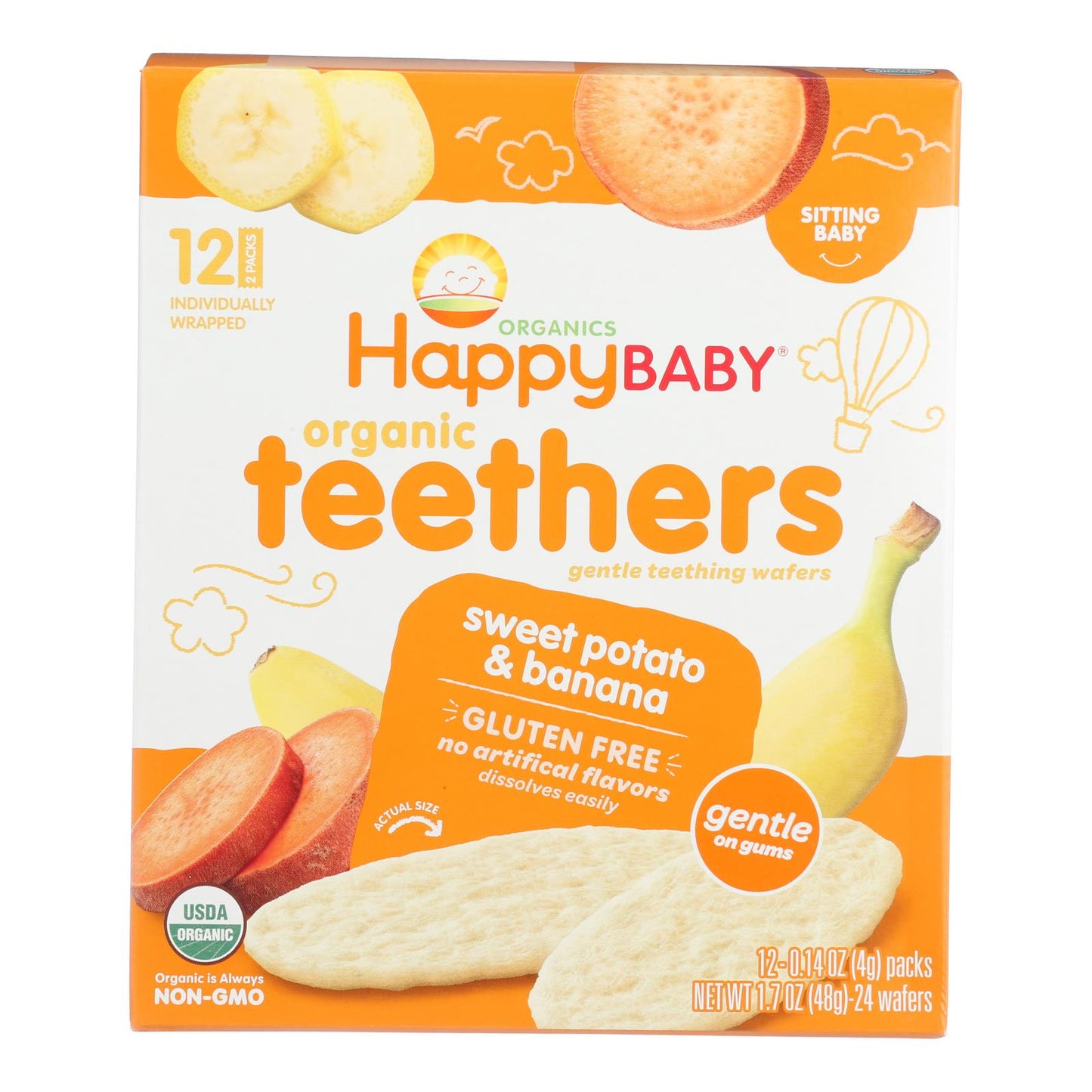 Happy Baby Teethers - Organic - Gentle - Banana And Sweet Potato - 1.7 Oz - Case Of 6