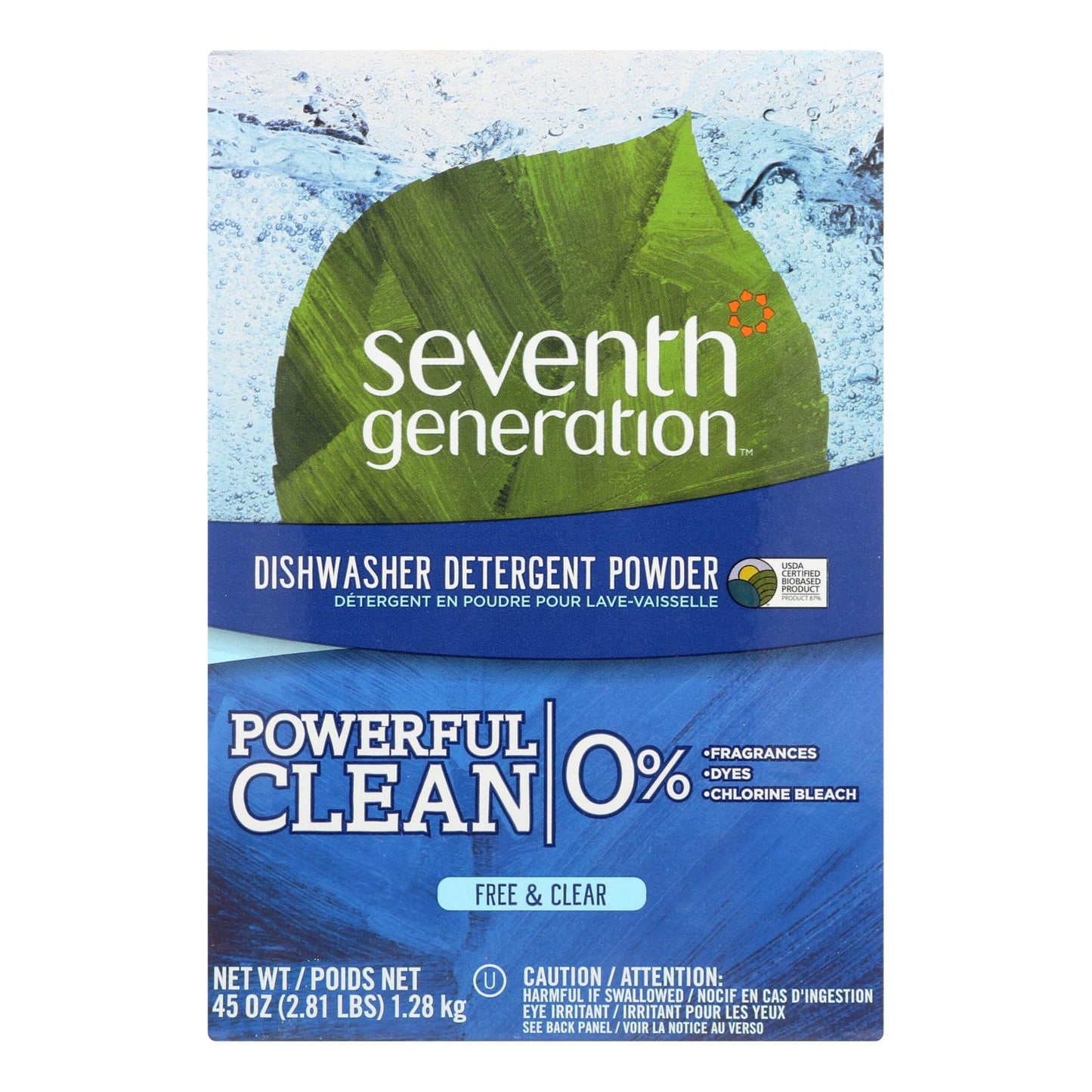 Seventh Generation Auto Dish Powder - Free And Clear - Case Of 12 - 45 Oz.