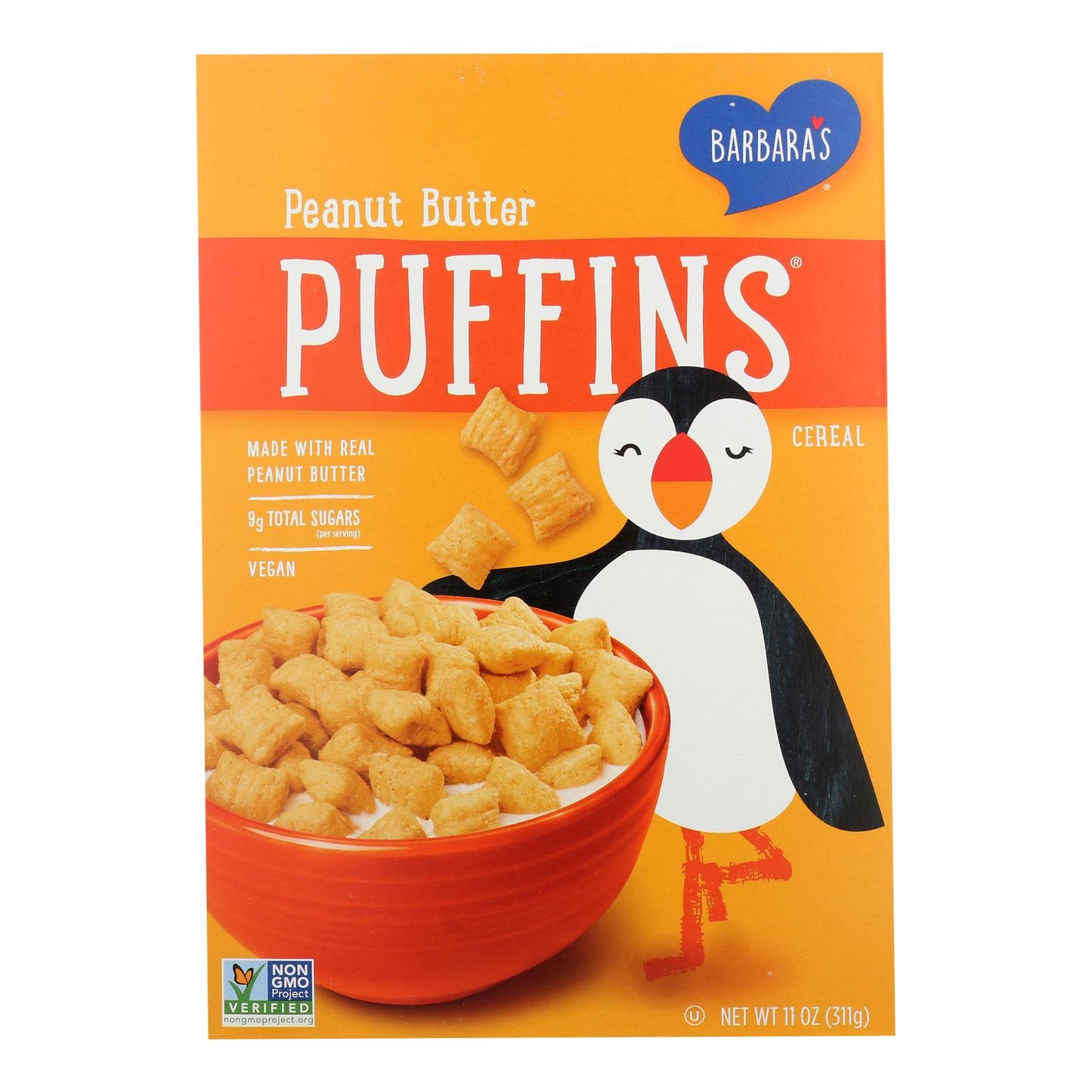 Barbara's Bakery - Puffins Cereal - Peanut Butter - Case Of 12 - 11 Oz.