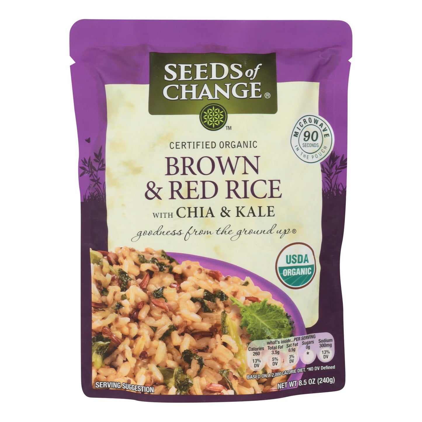 Seeds Of Change Organic Brown And Red Rice With Chia And Kale - Case Of 12 - 8.5 Oz