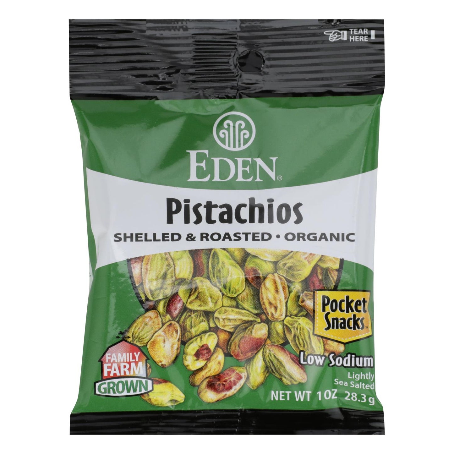 Eden Foods Organic Pocket Snacks - Pistachios - Shelled And Dry Roasted - 1 Oz - Case Of 12