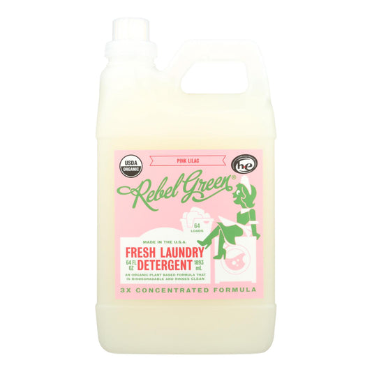 Rebel Green - Fresh Laundry Detergent - Pink Lilac - Case Of 4 - 64 Fl Oz.