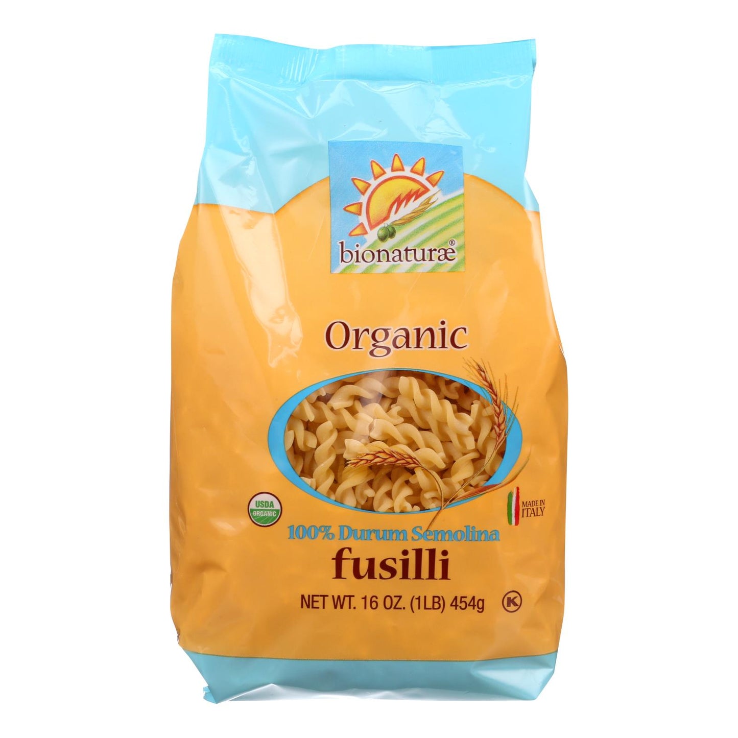 Bionaturae Pasta - Organic - 100 Percent Durum Semolina - Fusilli - 16 Oz - Case Of 12