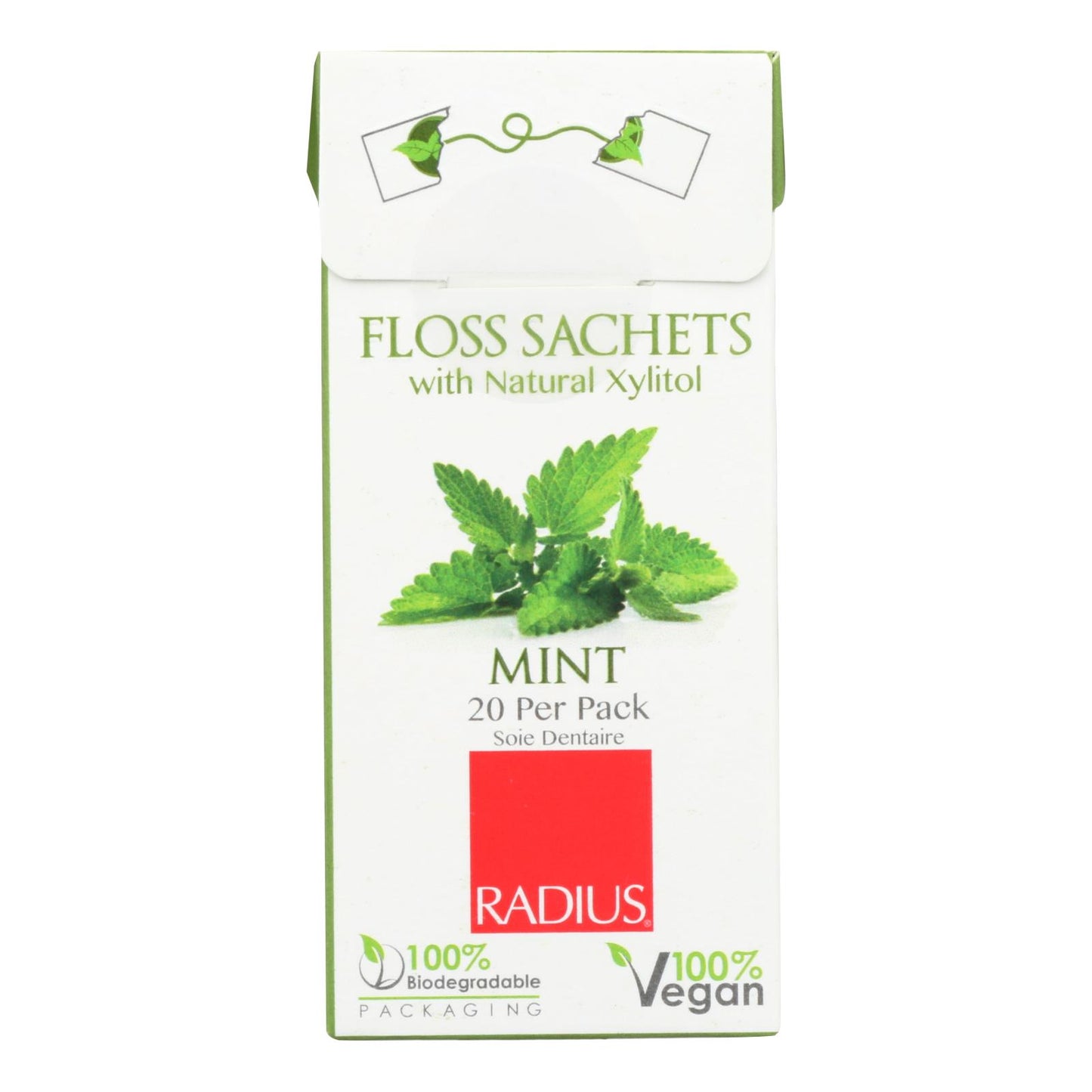 Radius - Floss Sachets With Natural Xylitol - Mint - Case Of 20