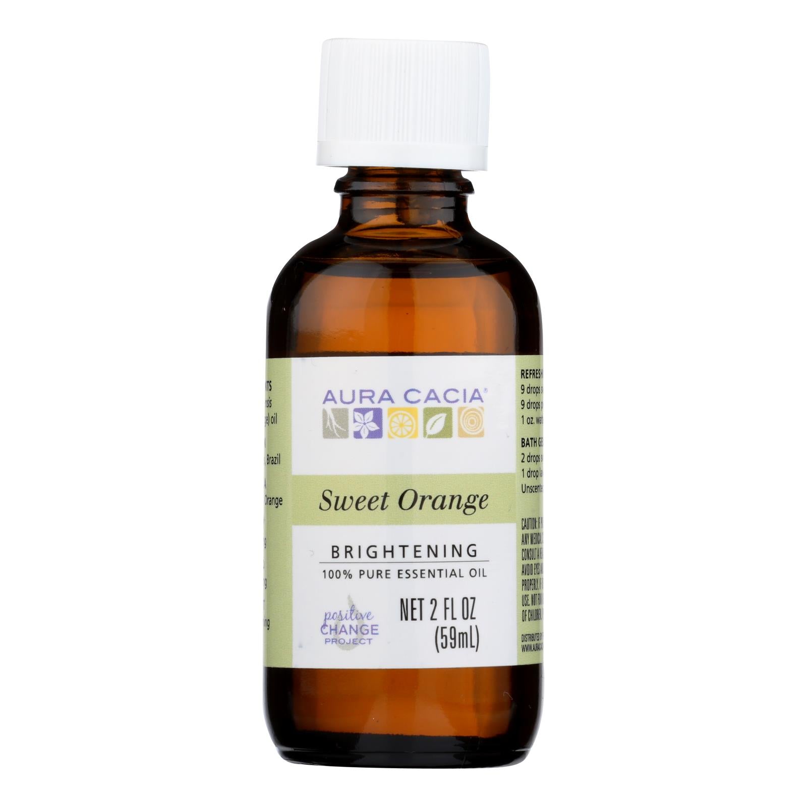 Aura Cacia - Essential Oil - Brightening Sweet Orange - 2 Oz | OnlyNaturals.us