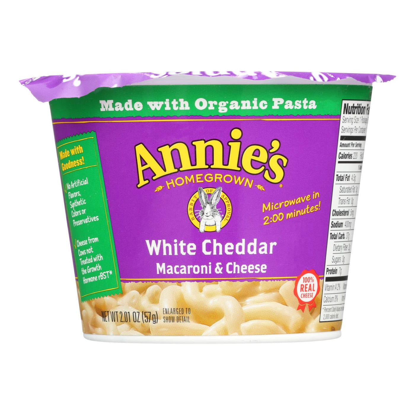 Annie's Homegrown White Cheddar Microwavable Macaroni And Cheese Cup - Case Of 12 - 2.01 Oz. | OnlyNaturals.us