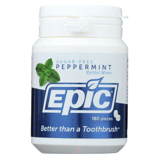 Epic Dental - Xylitol Mints - Peppermint Xylitol Bottle - 180 Ct | OnlyNaturals.us