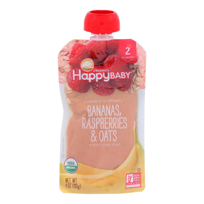 Happy Baby Happy Baby Clearly Crafted - Bananas Raspberries And Oats - Case Of 16 - 4 Oz. | OnlyNaturals.us