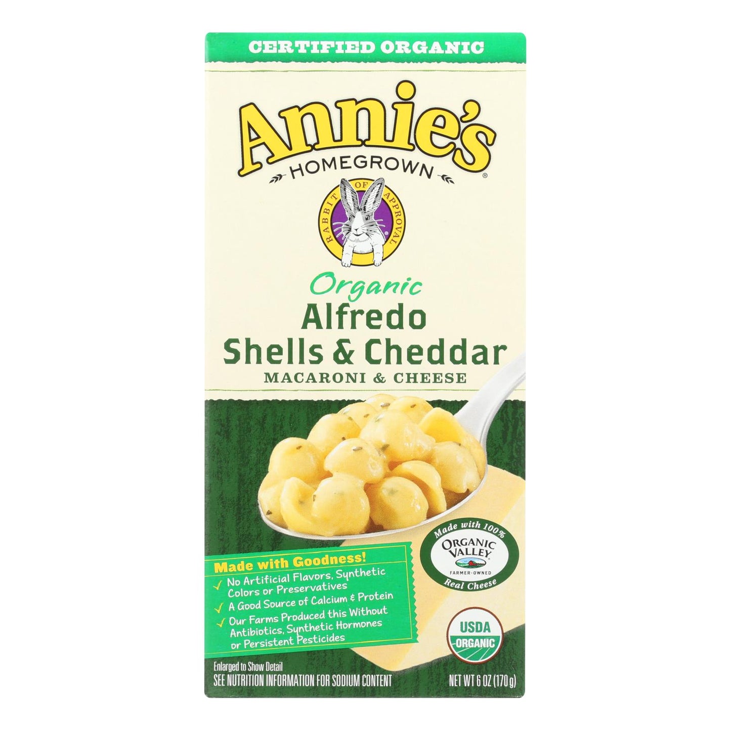 Annies Homegrown Macaroni And Cheese - Organic - Alfredo Shells And Cheddar - 6 Oz - Case Of 12 | OnlyNaturals.us