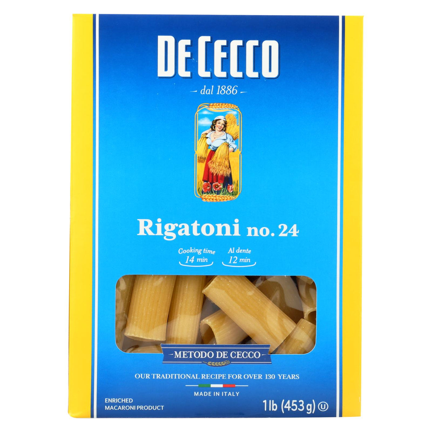 De Cecco Pasta - Pasta - Rigatoni - Case Of 12 - 16 Oz | OnlyNaturals.us