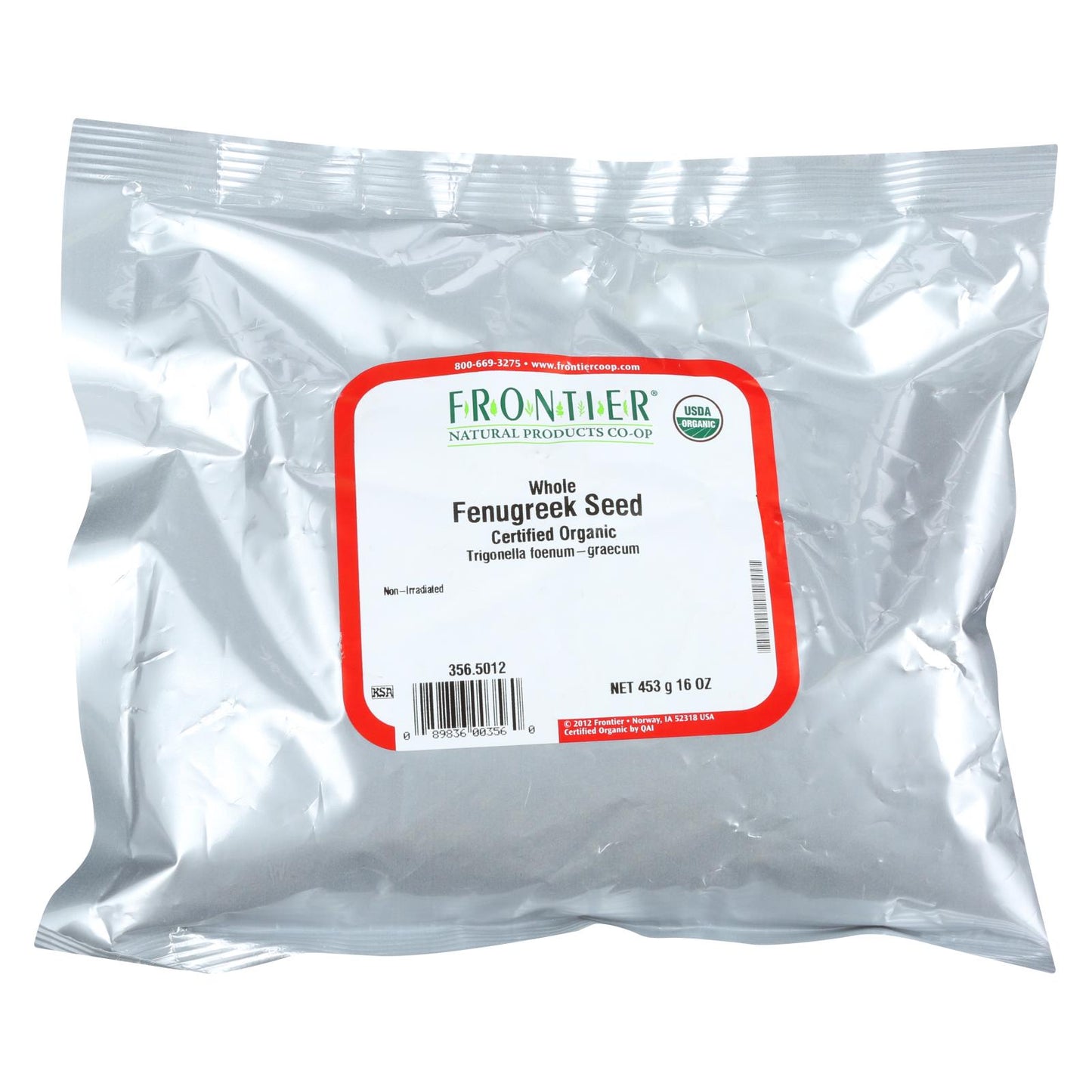 Frontier Herb Fenugreek Seed Organic Whole - Single Bulk Item - 1lb | OnlyNaturals.us