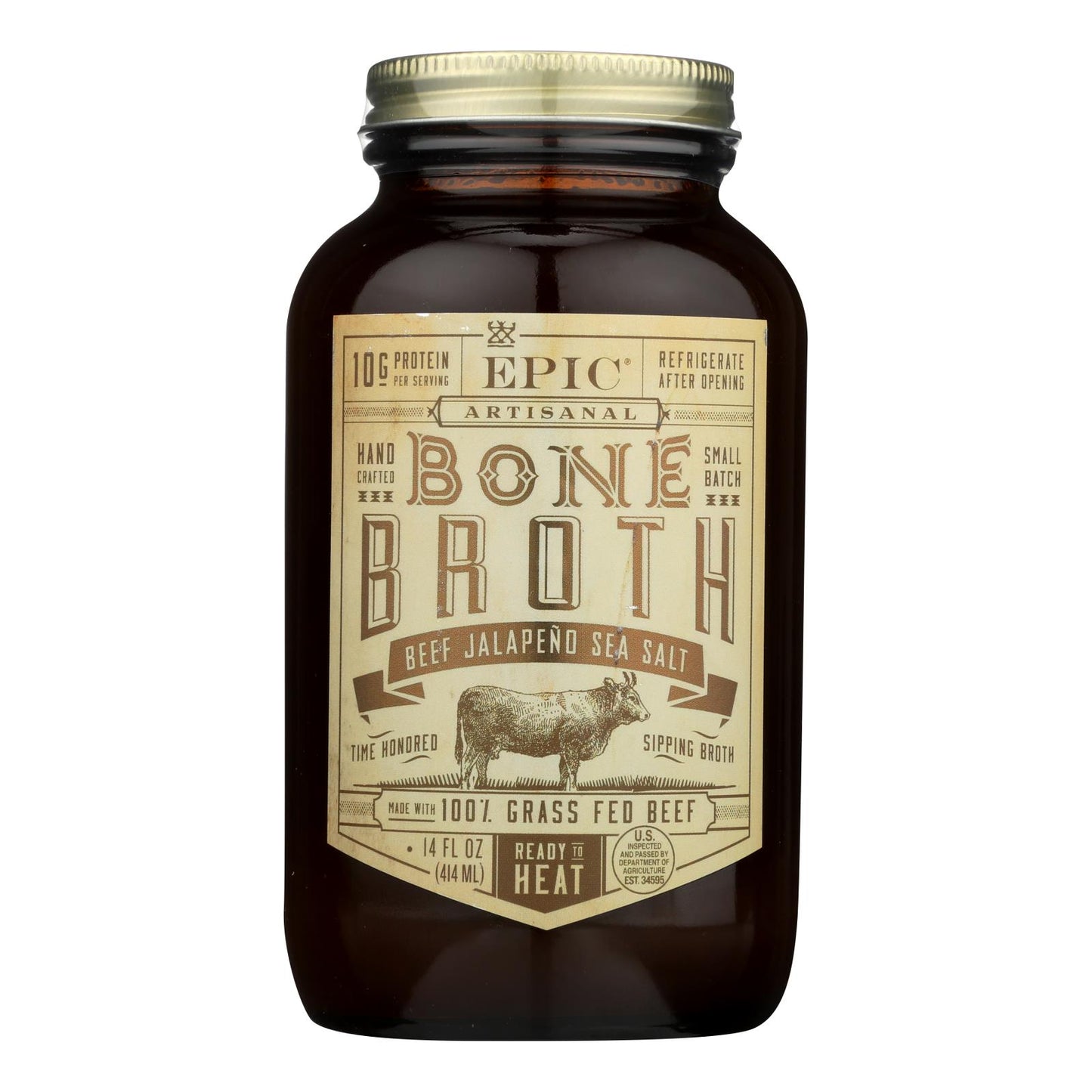 Epic Bone Broth-beef-jalapeno Sea Salt  - Case Of 6 - 14 Fz | OnlyNaturals.us