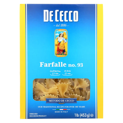 De Cecco Pasta - Pasta - Farfalle - Bowties - Case Of 12 - 16 Oz | OnlyNaturals.us