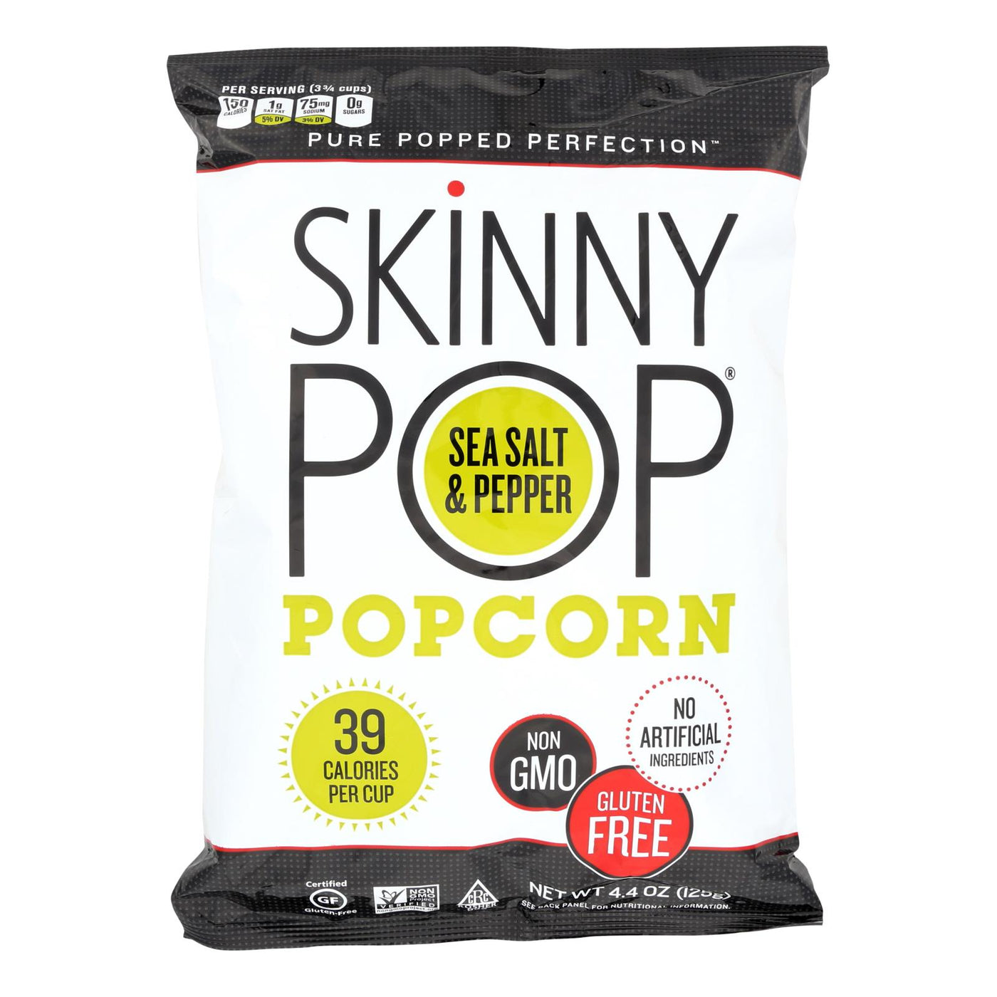 Skinnypop Popcorn Skinny Pop - Sea Salt And Black Pepper - Case Of 12 - 4.4 Oz. | OnlyNaturals.us