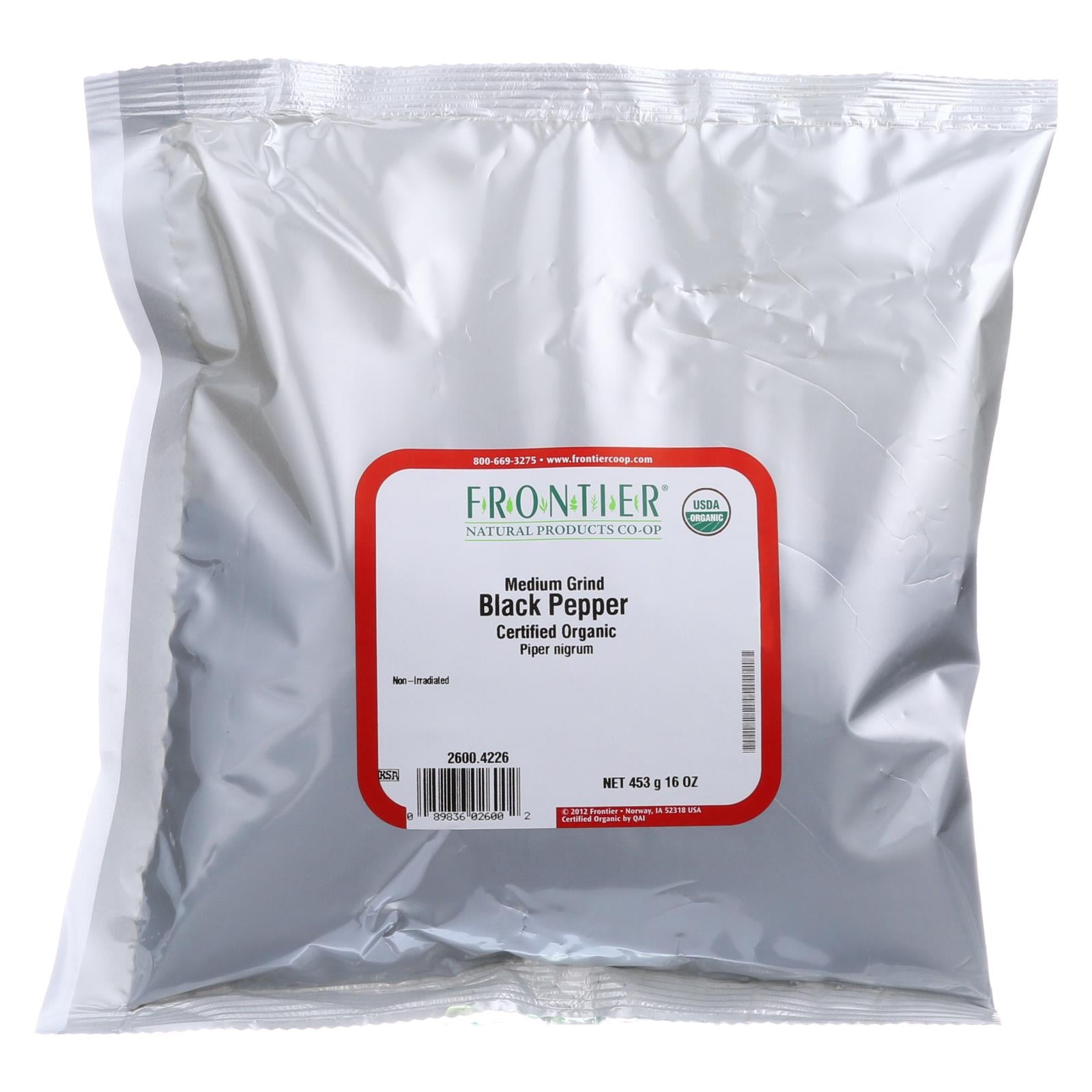 Frontier Herb Pepper Organic Black Medium Grind - Single Bulk Item - 1lb | OnlyNaturals.us