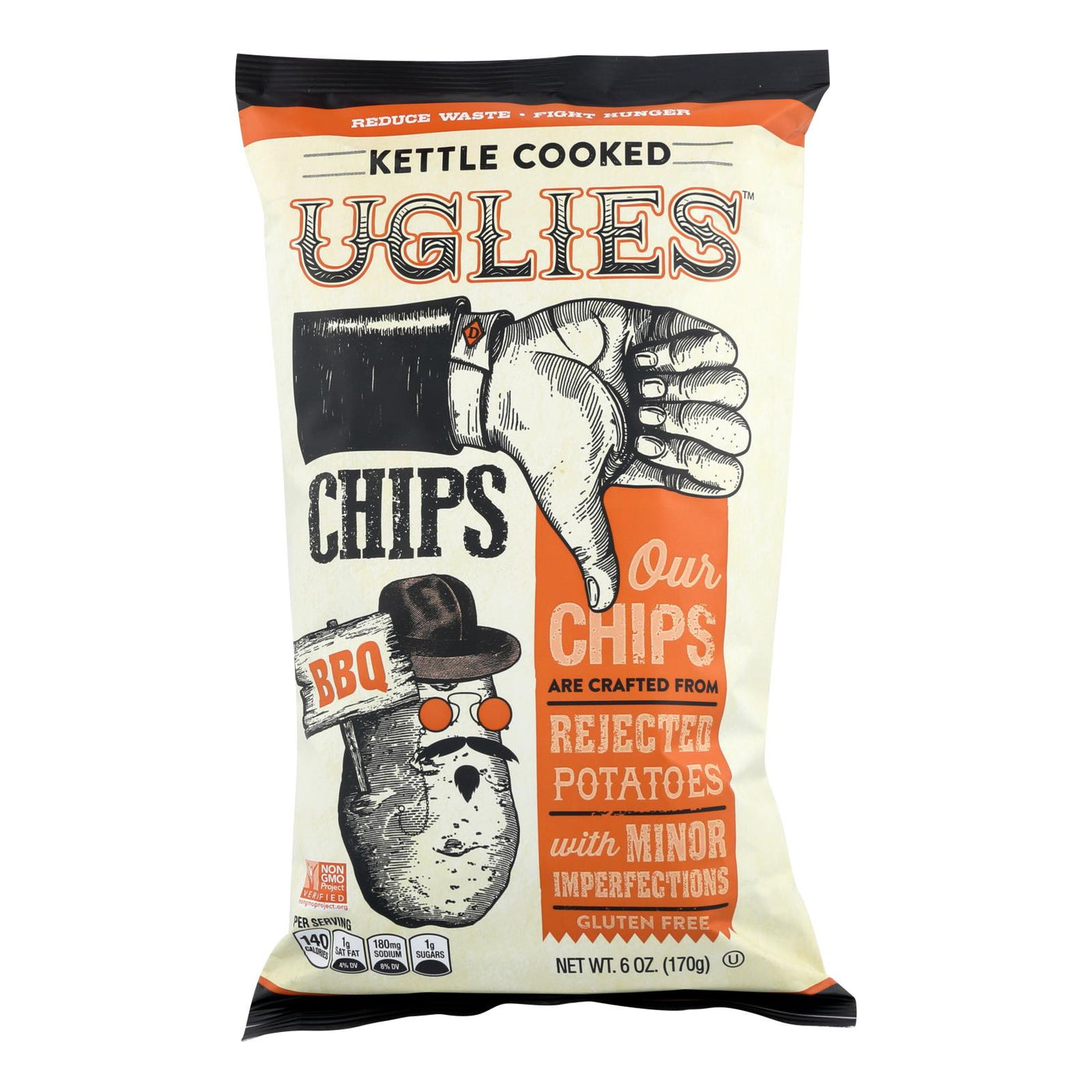 Uglies - Pot Chips Bbq Kettle - Case Of 12 - 6 Oz | OnlyNaturals.us