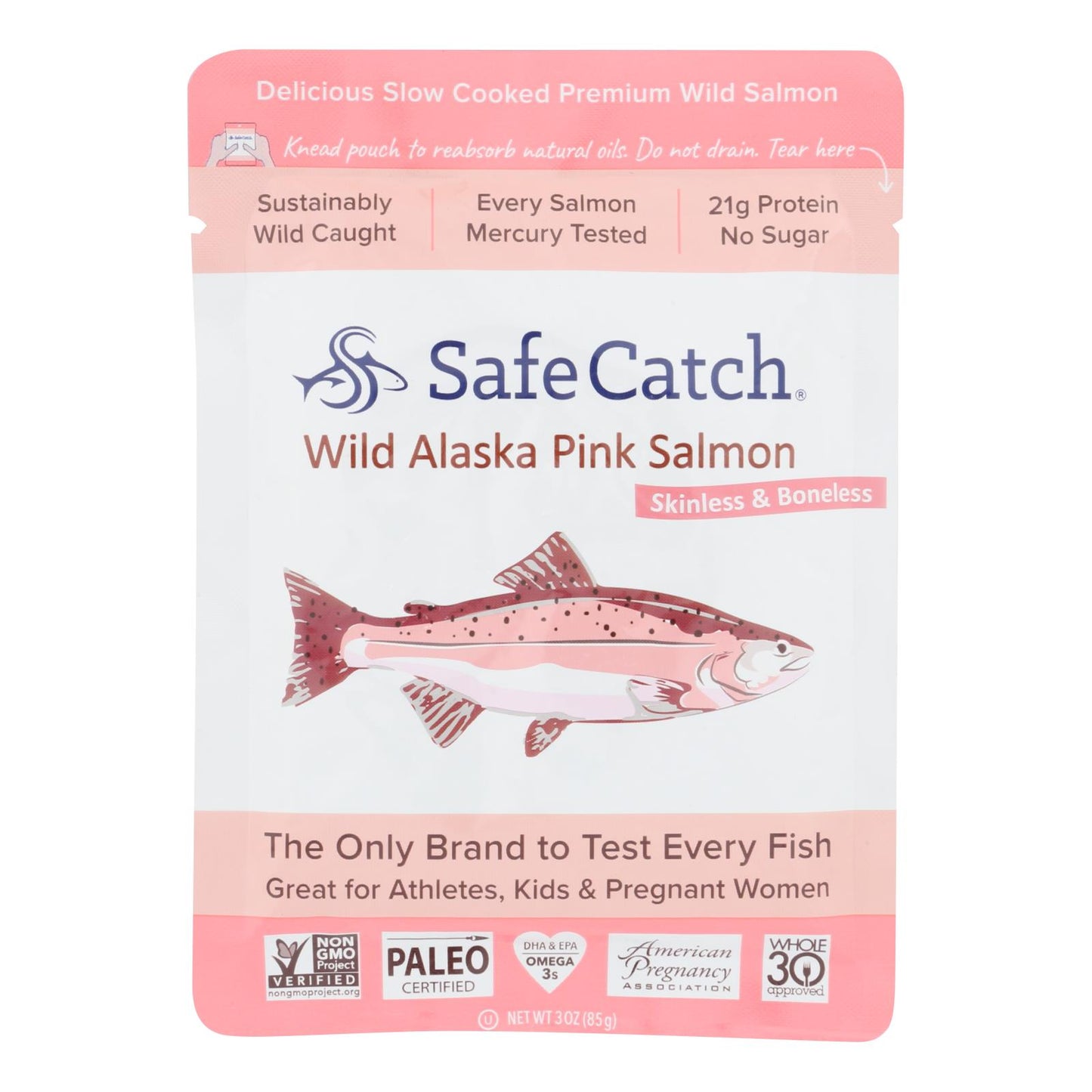 Safe Catch - Salmon Pink Wild Alaskan - Case Of 12 - 3 Oz | OnlyNaturals.us