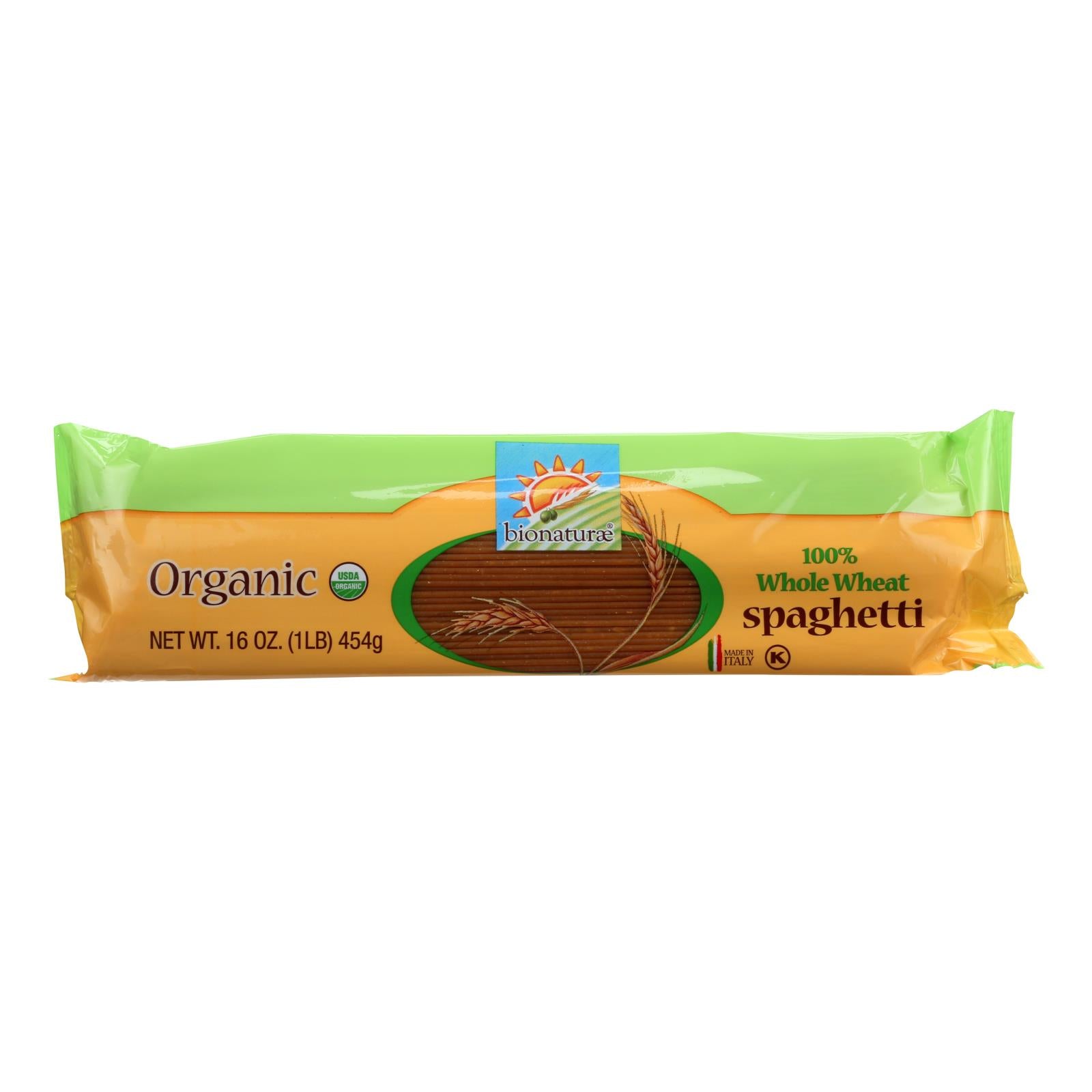 Bionaturae Pasta - Organic - 100 Percent Whole Wheat - Spaghetti - 16 Oz - Case Of 12 | OnlyNaturals.us