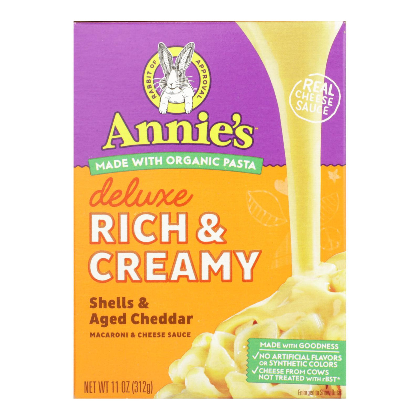 Annies Homegrown Macaroni Dinner - Creamy Deluxe - Shells And Real Aged Cheddar Sauce - 11 Oz - Case Of 12