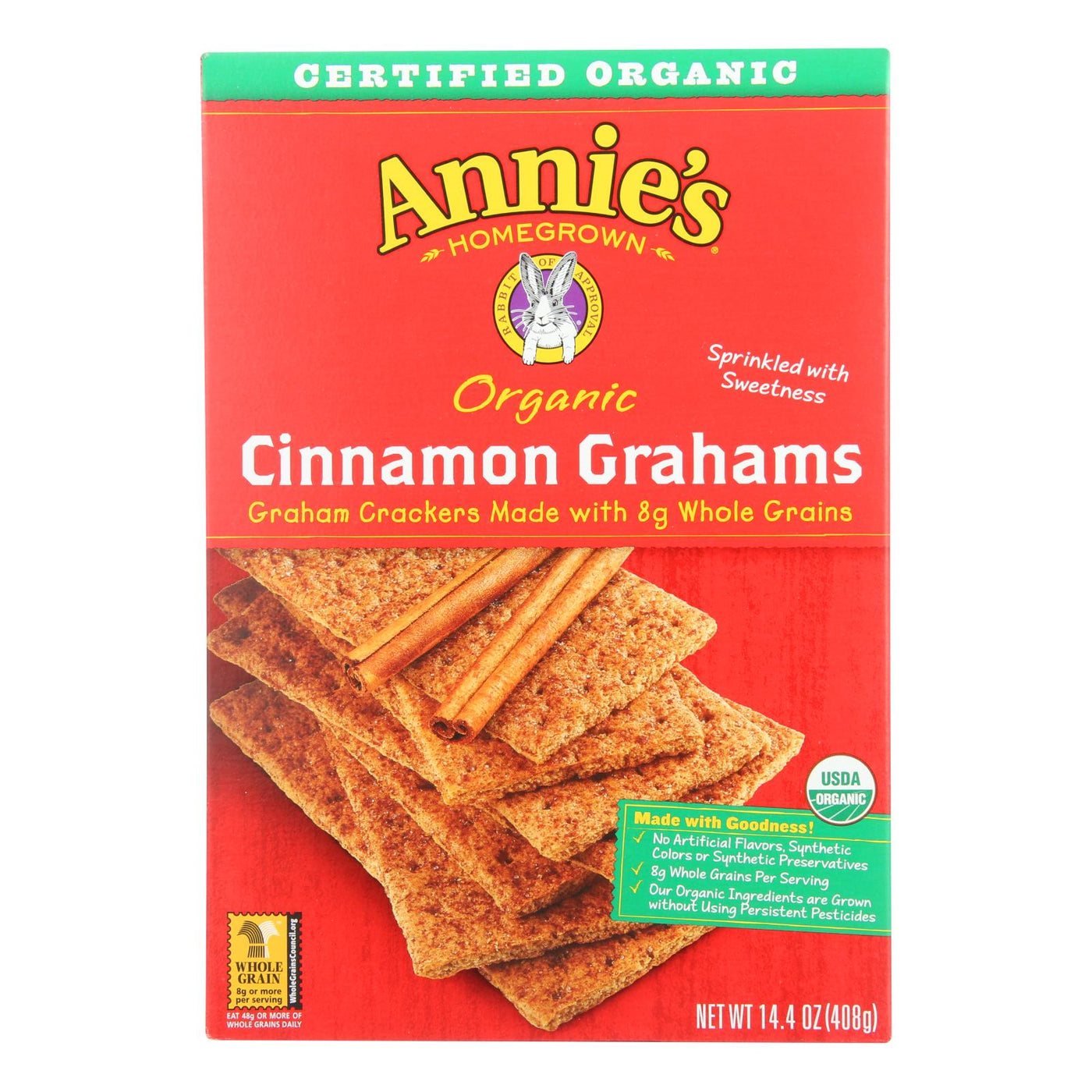 Annie's Homegrown Organic Cinnamon Graham Crackers - Case Of 12 - 14.4 Oz. | OnlyNaturals.us
