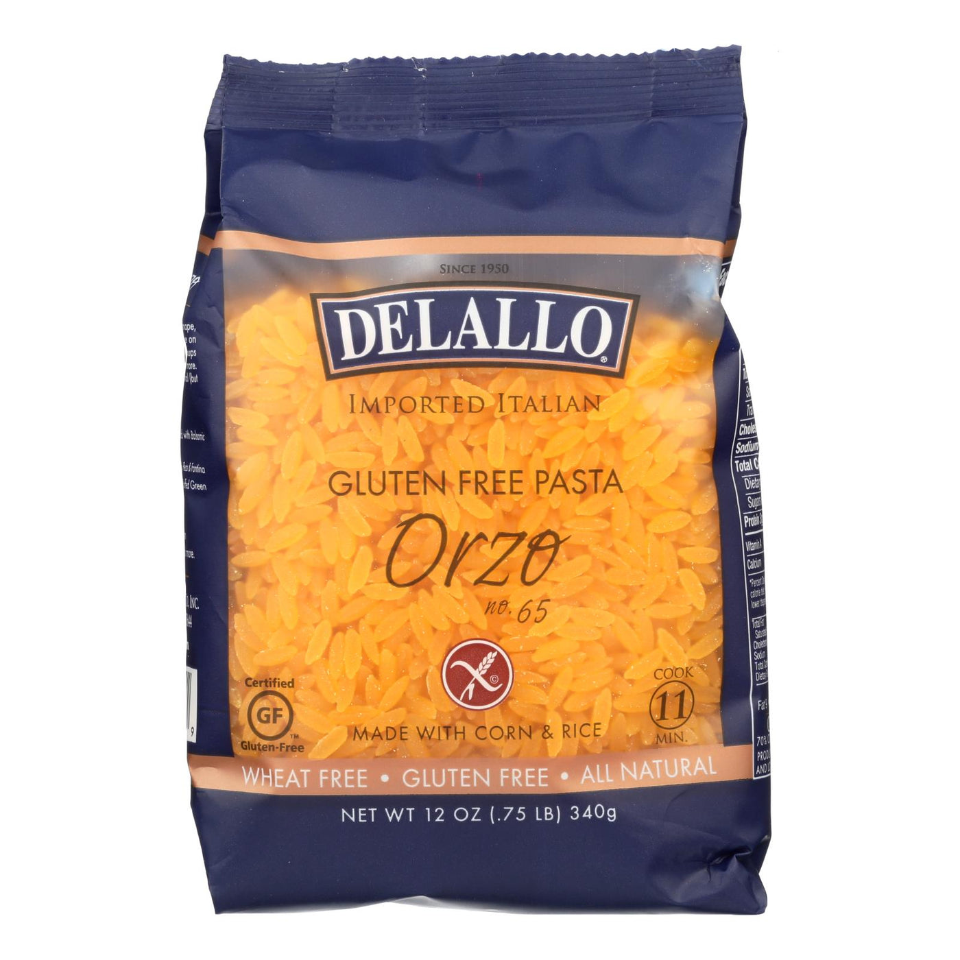 Delallo Gluten-free Orzo Pasta  - Case Of 12 - 12 Oz | OnlyNaturals.us