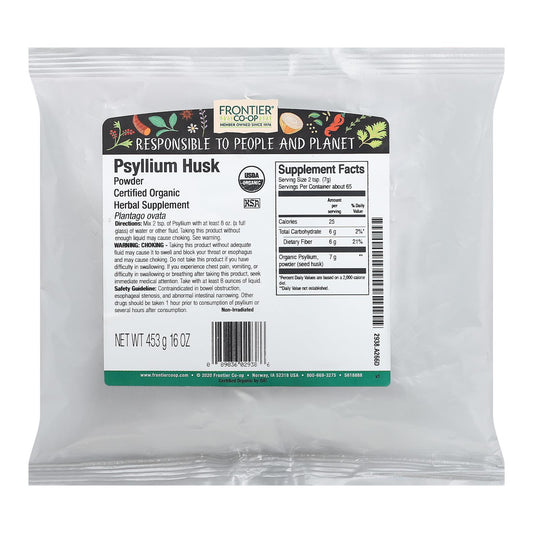 Frontier Herb Organic Psyllium Seed Husk Powder - Single Bulk Item - 1lb | OnlyNaturals.us