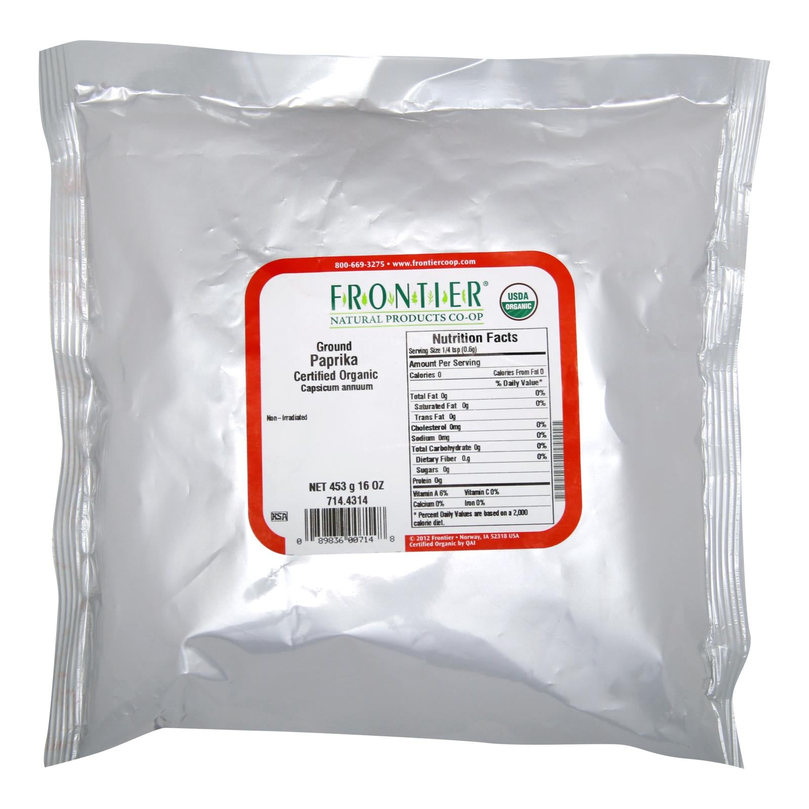 Frontier Herb Paprika - Organic - Powder - Ground - Bulk - 1 Lb | OnlyNaturals.us