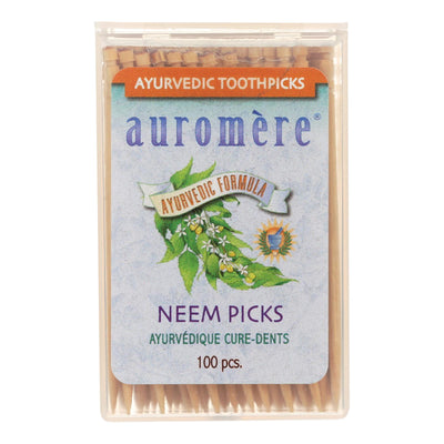Auromere Ayurvedic Neem Picks - 100 Toothpicks - Case Of 12 | OnlyNaturals.us