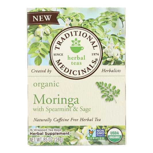 Traditional Medicinals Herb Tea - Organic - Moringa Spearmint Sage - Case Of 6 - 16 Bag