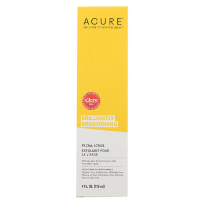 Acure - Brightening Facial Scrub - Argan Extract And Chlorella - 4 Fl Oz. | OnlyNaturals.us