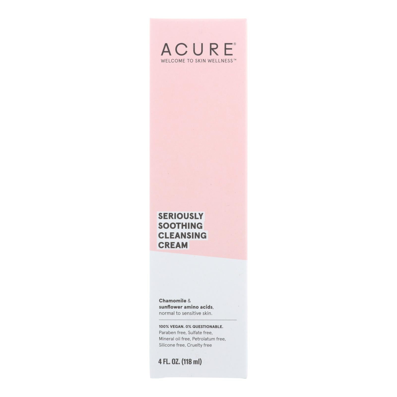 Acure - Sensitive Facial Cleanser - Peony Extract And Sunflower Amino Acids - 4 Fl Oz. | OnlyNaturals.us