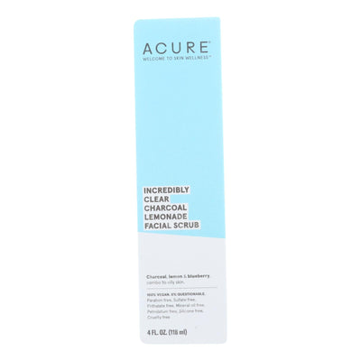 Acure - Charcoal Lemonade Facial Scrub - Incredibly Clear - 4 Fl Oz. | OnlyNaturals.us
