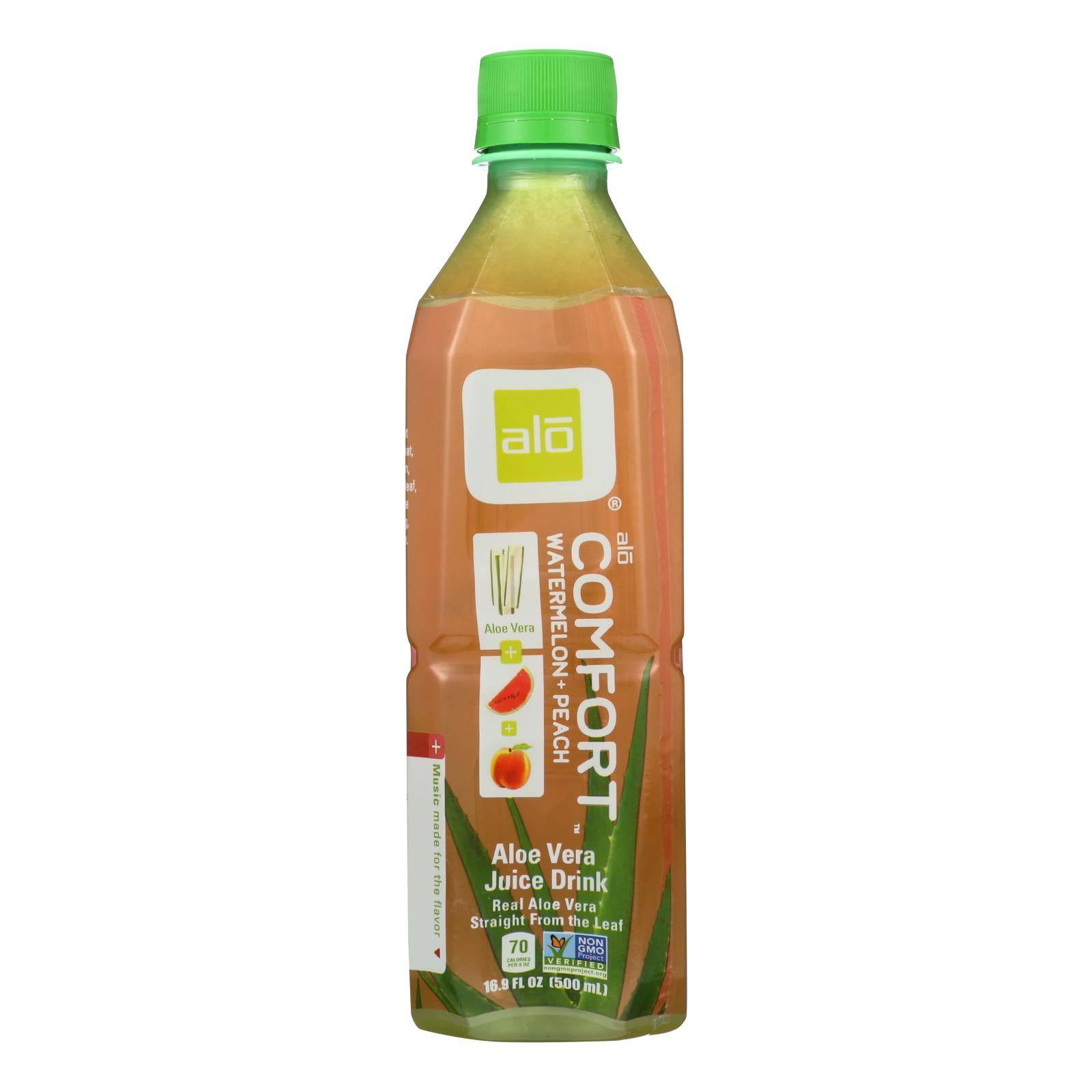 Alo Original Comfort Aloe Vera Juice Drink - Watermelon And Peach - Case Of 12 - 16.9 Fl Oz. | OnlyNaturals.us