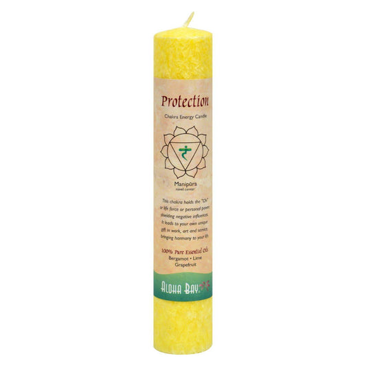 Aloha Bay - Chakra Pillar Candle Protection Yellow - 1 Candle | OnlyNaturals.us