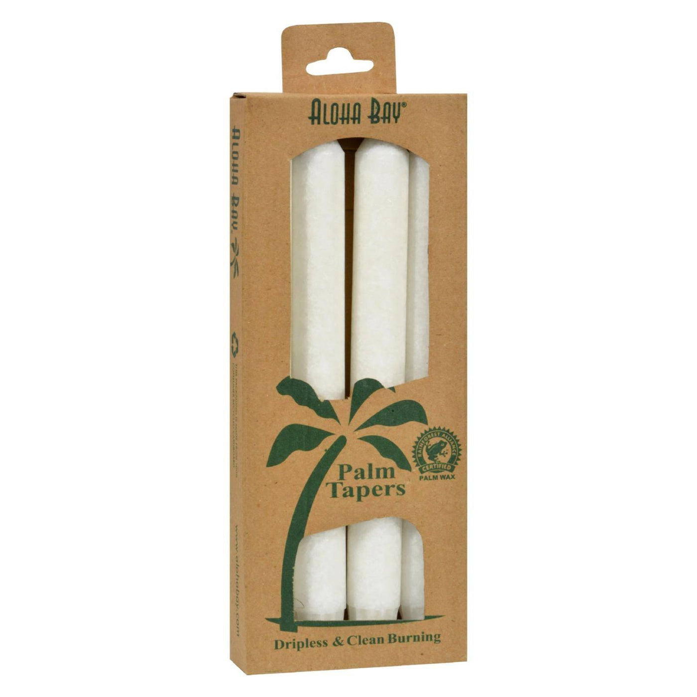 Buy Aloha Bay - Palm Tapers - White - 4 Candles  at OnlyNaturals.us