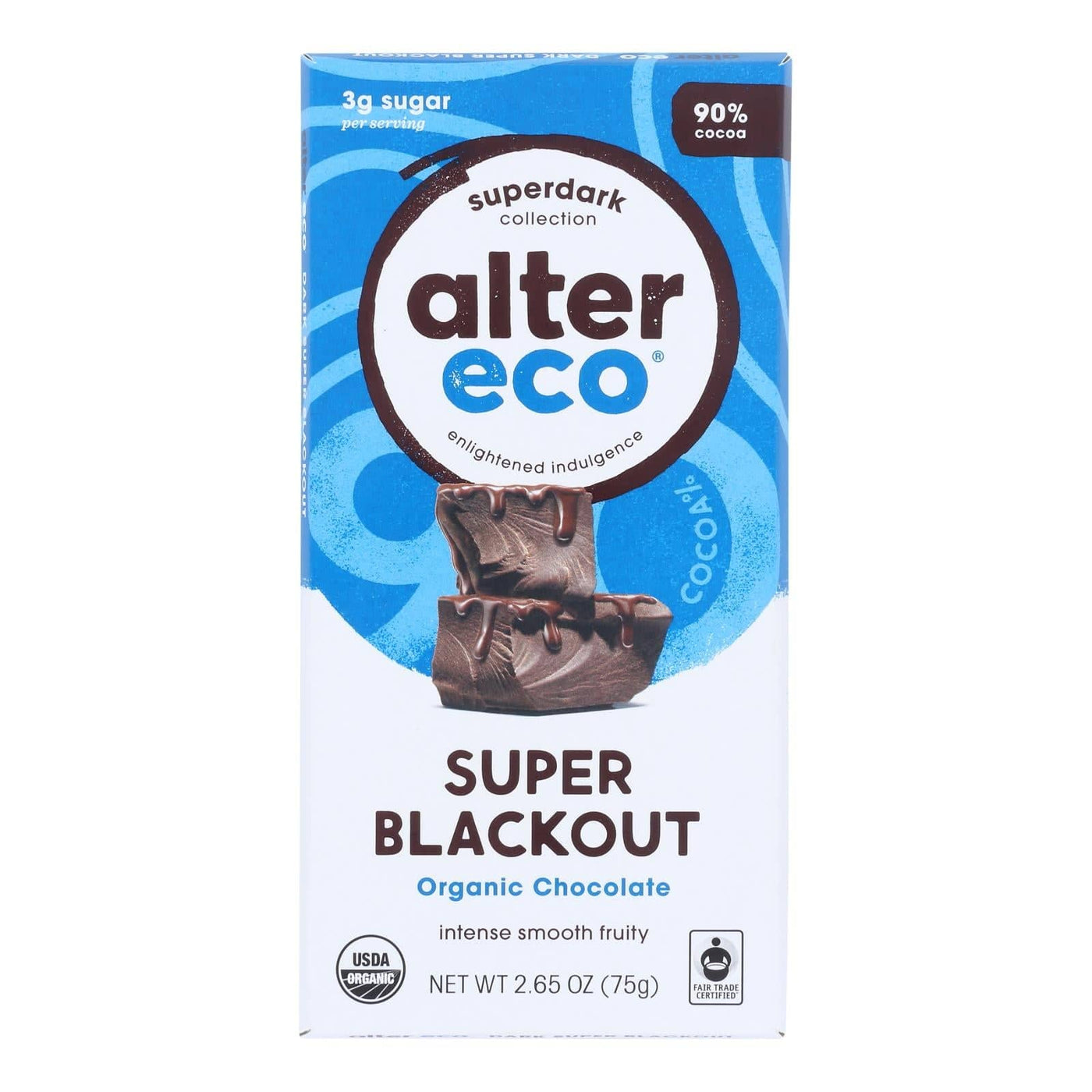 Alter Eco Americas Organic Chocolate Bar - Dark Super Blackout - Case Of 12 - 2.65 Oz | OnlyNaturals.us