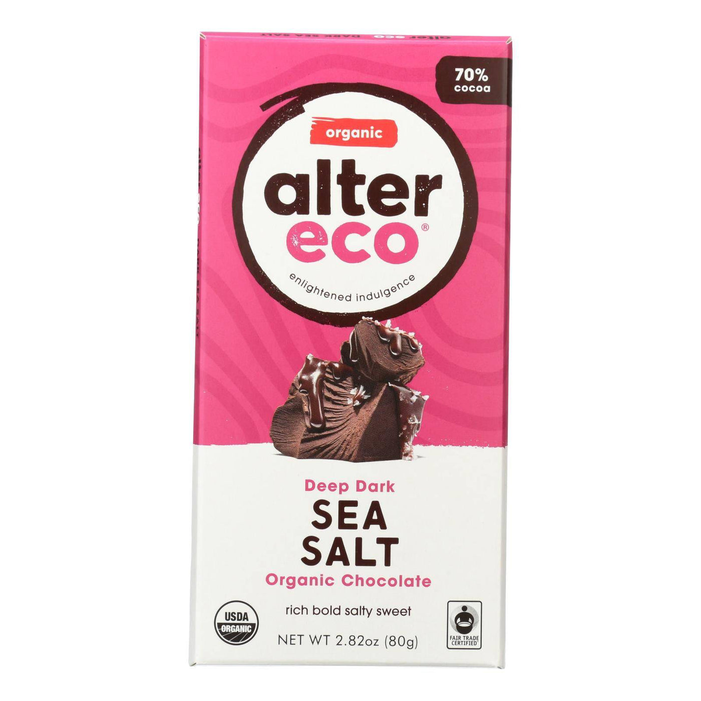 Alter Eco Americas Organic Chocolate Bar - Deep Dark Sea Salt - 2.82 Oz Bars - Case Of 12 | OnlyNaturals.us
