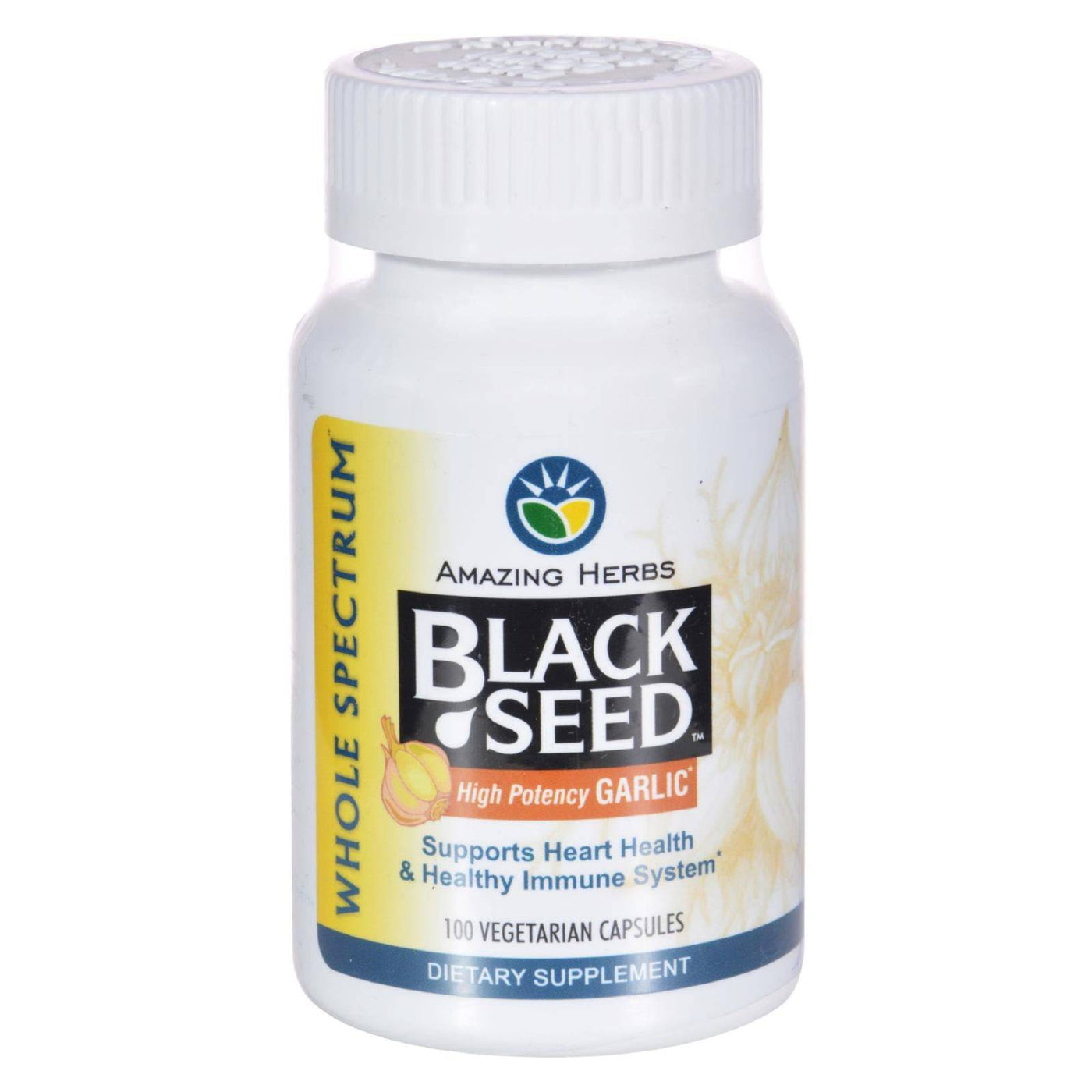 Amazing Herbs - Black Seed And Garlic - 100 Capsules | OnlyNaturals.us