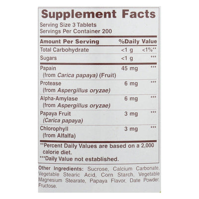 American Health - Papaya Enzyme With Chlorophyll Chewable - 600 Chewable Tablets | OnlyNaturals.us