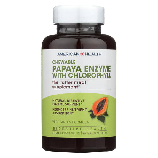 American Health - Papaya Enzyme With Chlorophyll Chewable - 250 Tablets | OnlyNaturals.us