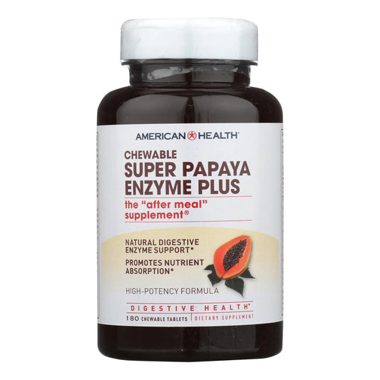 American Health - Super Papaya Enzyme Plus Chewable - 180 Chewable Tablets | OnlyNaturals.us