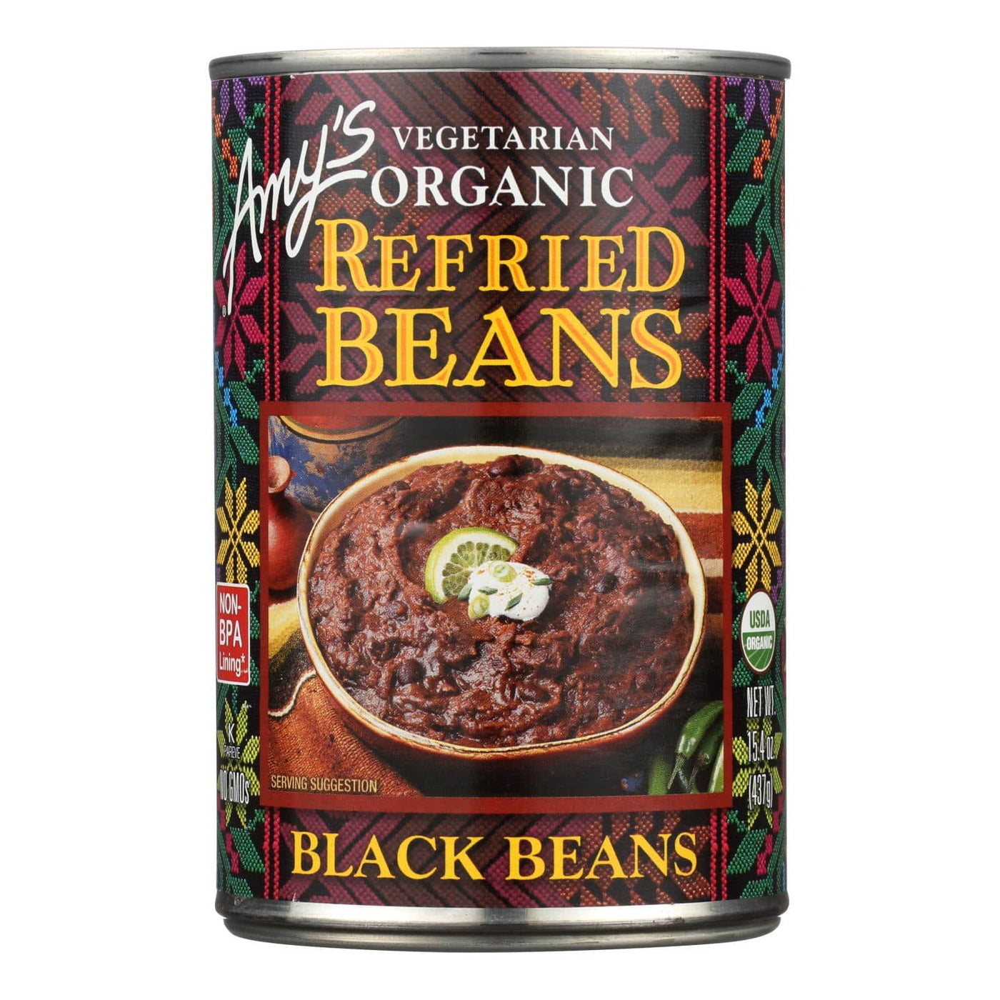 Buy Amy's - Organic Refried Black Beans - Case Of 12 - 15.4 Oz.  at OnlyNaturals.us