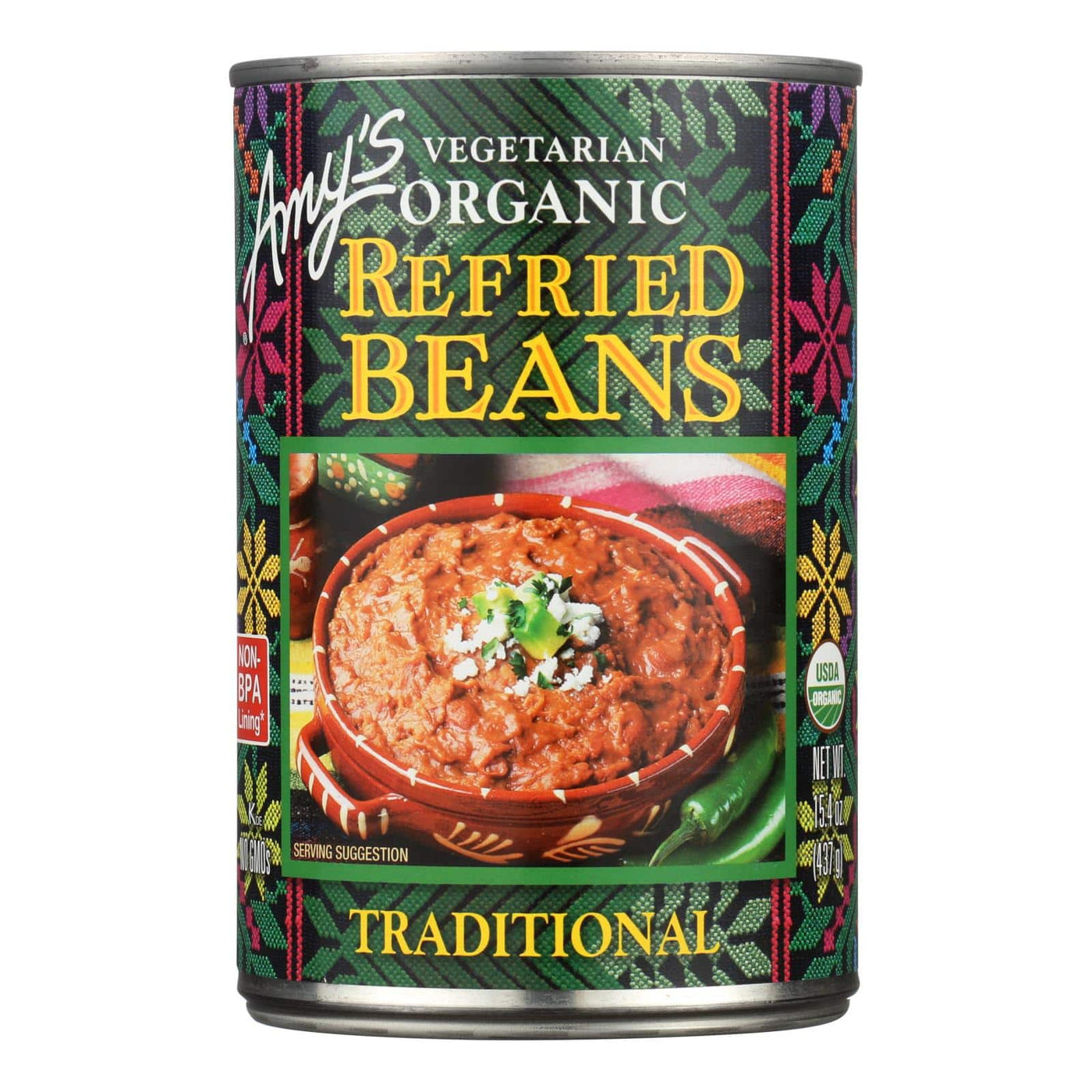 Buy Amy's - Organic Traditional Refried Beans - Case Of 12 - 15.4 Oz.  at OnlyNaturals.us