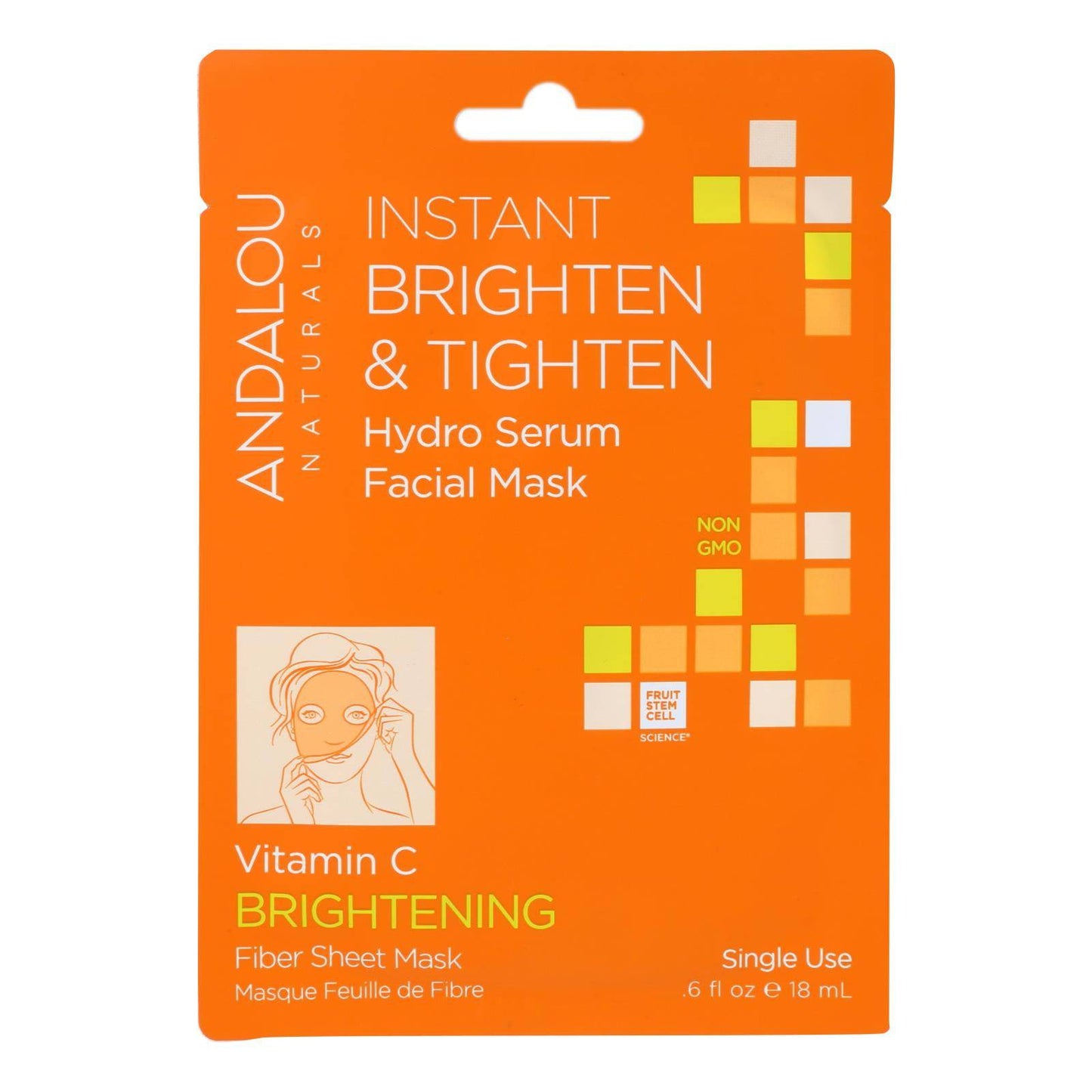 Andalou Naturals Instant Brighten & Tighten Facial Mask - Vitamin C - Case Of 6 - 0.6 Fl Oz | OnlyNaturals.us