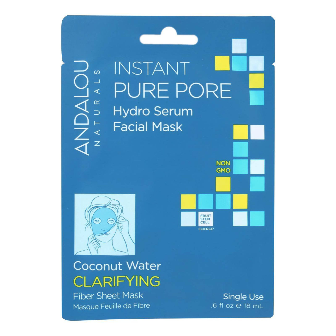 Andalou Naturals Instant Pure Pore Facial Mask - Coconut Water Clarifying - Case Of 6 - 0.6 Fl Oz | OnlyNaturals.us