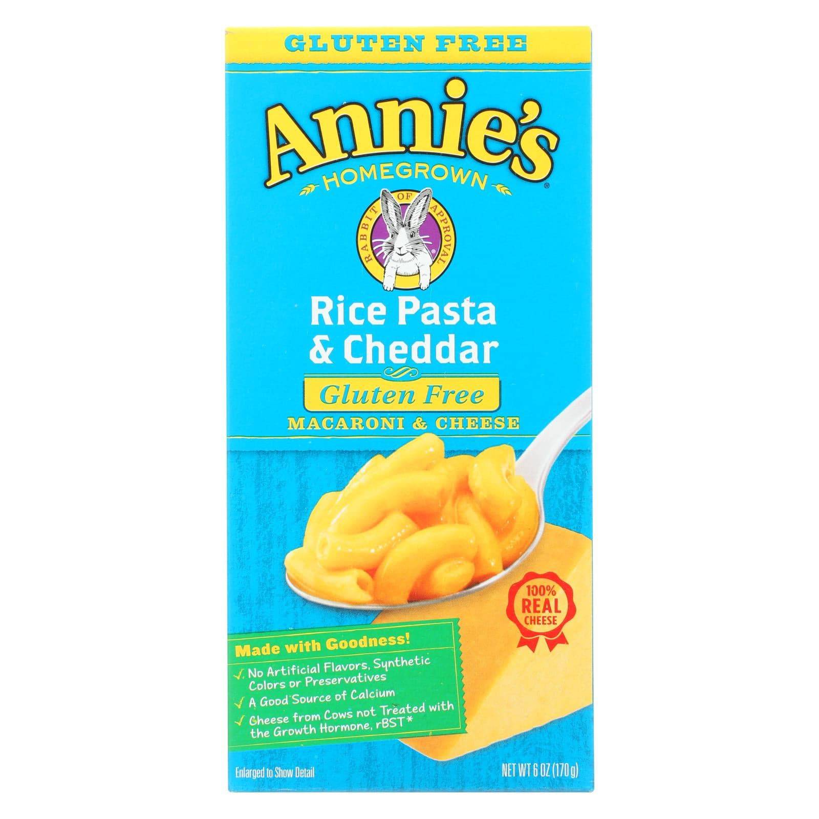 Buy Annie's Homegrown Gluten Free Rice Pasta And Cheddar Mac And Cheese - Case Of 12 - 6 Oz.  at OnlyNaturals.us