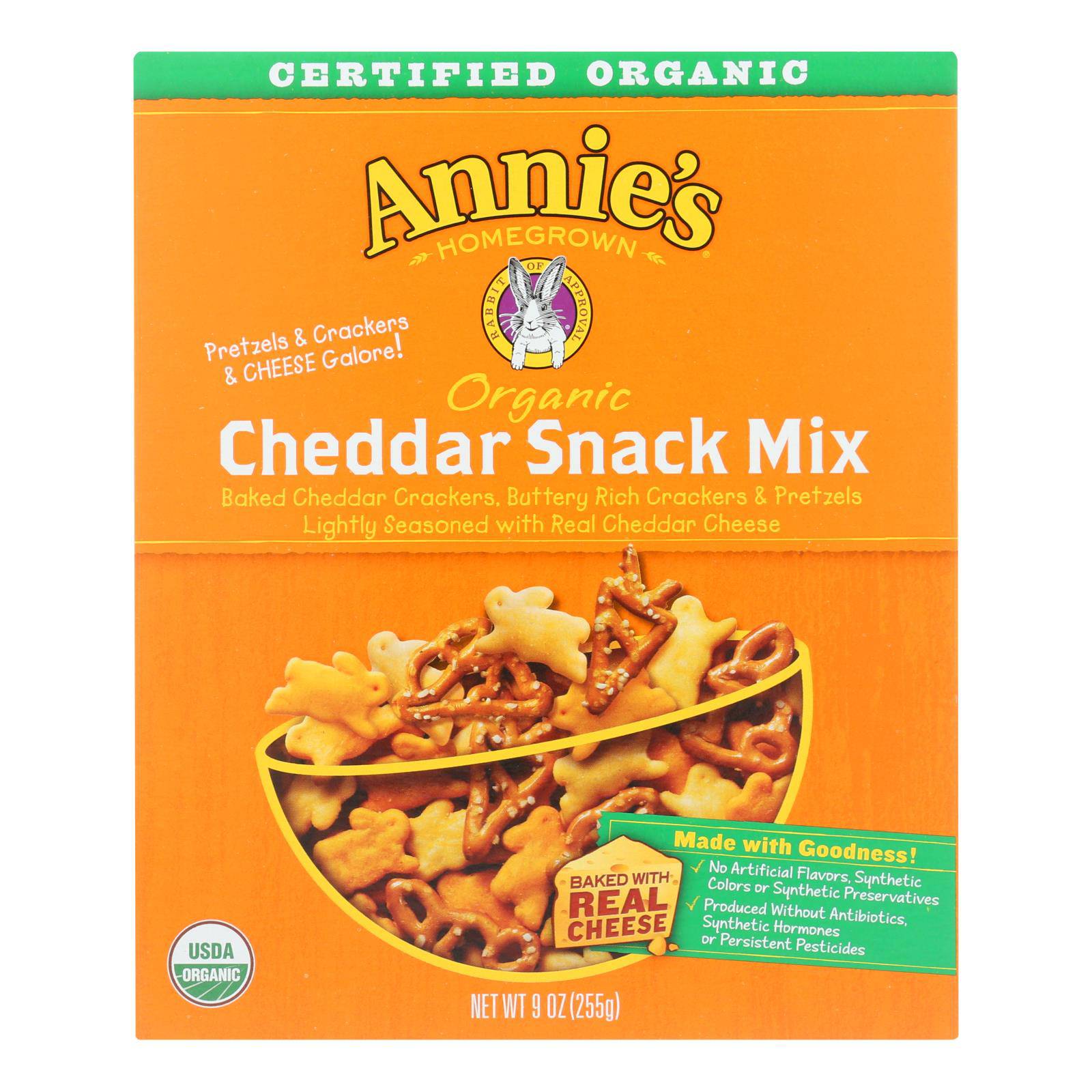 Annie's Homegrown Organic Bunnies Cheddar Snack Mix - Case Of 12 - 9 Oz. | OnlyNaturals.us