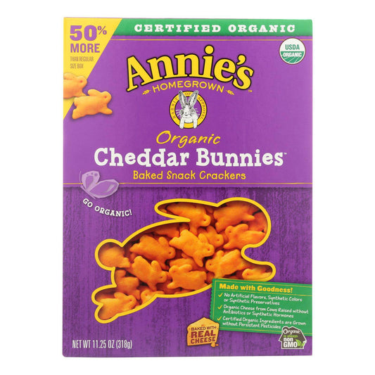 Annie's Homegrown Organic Bunnies Crackers - Cheddar - Case Of 6 - 11.25 Oz | OnlyNaturals.us